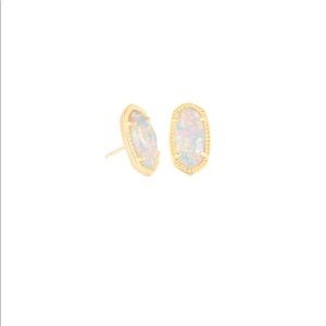 Kendra Scott Ellie Gold Stud Earring in White Kyocera Opal